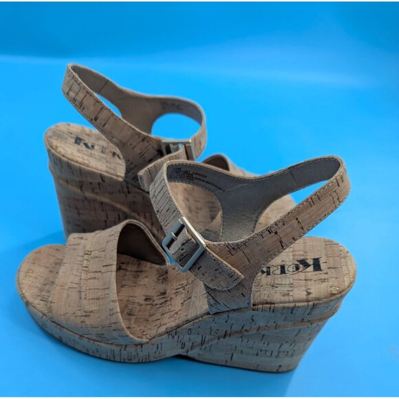 Korks Bardot II Sandal Size 10 Block Heel Platform Retro Cork Brown Vegan NEW - Picture 3 of 8